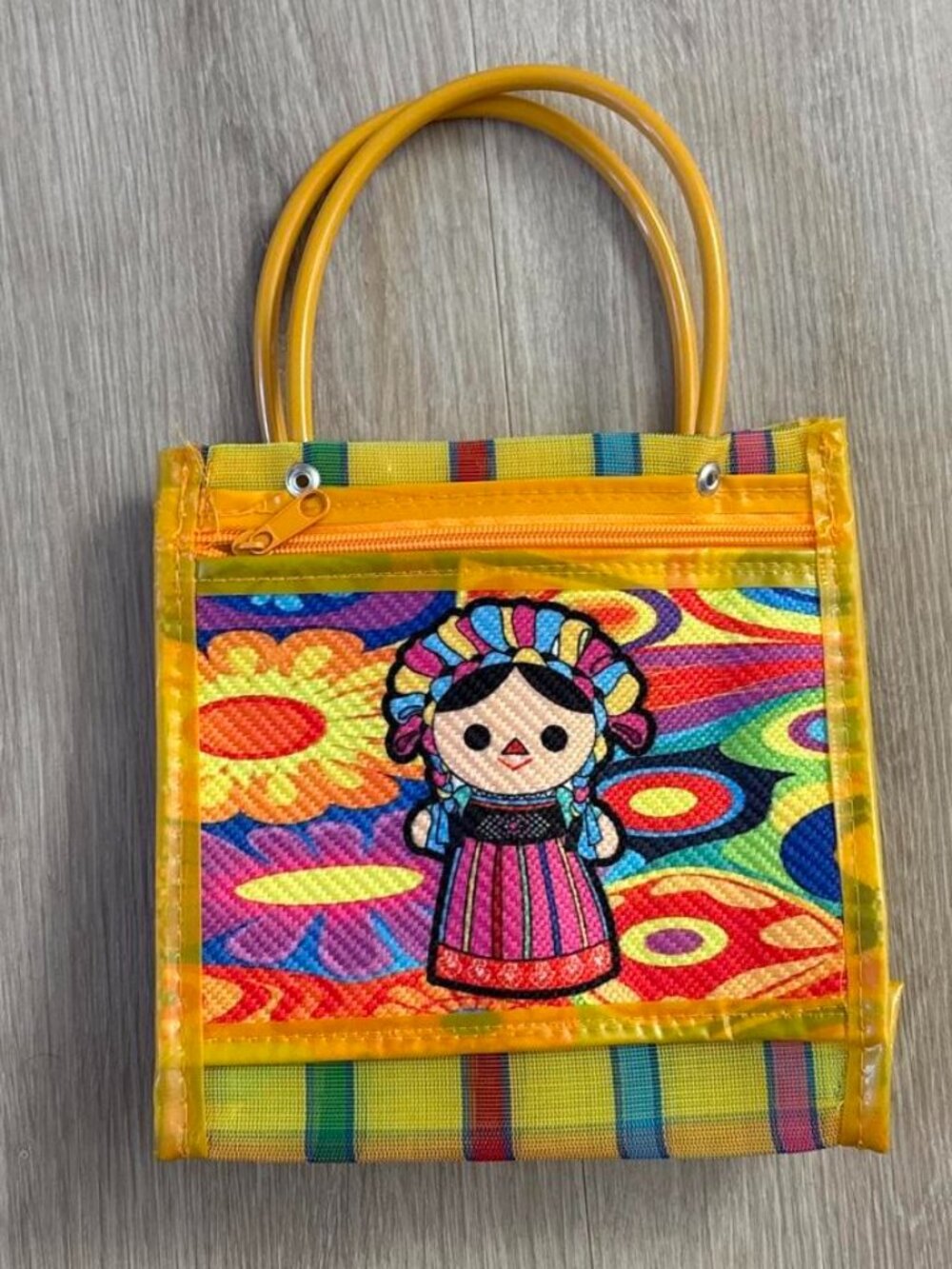 Mexican Market Tote Bag from Mexico Yellow Bolsita de Mandado Lele Doll Mercado